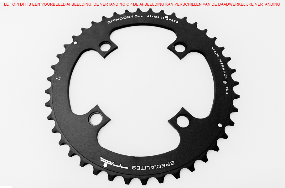 SPECIALITES TA CHAINRING CHINOOK (10S/11S) PITCH 104 OUTER 23MM SPIDER WIDTH BLACK MATT (ATB 4-ARM)