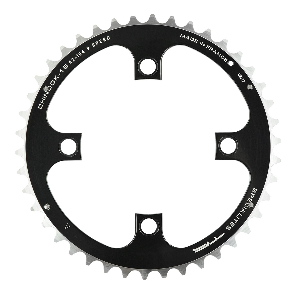 SPECIALITES TA CHAINRING CHINOOK (9S) PITCH 104 OUTER 18MM SPIDER WIDTH BLACK (ATB 4-ARM)