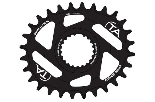 [PL09000319-28] SPECIALITES TA CHAINRING ONE SH52 OVALUTION SHIMANO (11/12S) DIRECT MOUNT BLACK MATT (28)