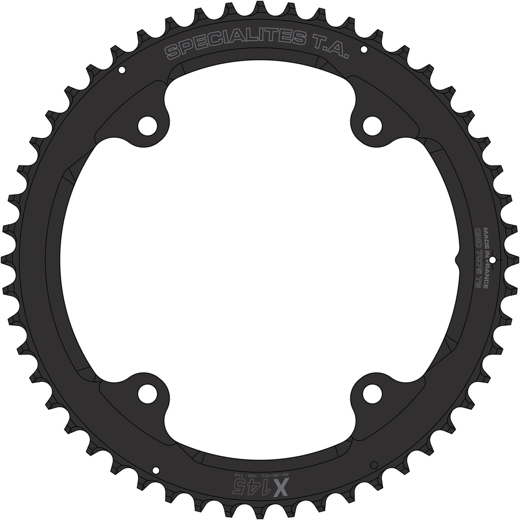 SPECIALITES TA CHAINRING X145 (11S) PITCH 145 OUTER DARK GREY (CAMPAGNOLO 11 SPEED CARBON)