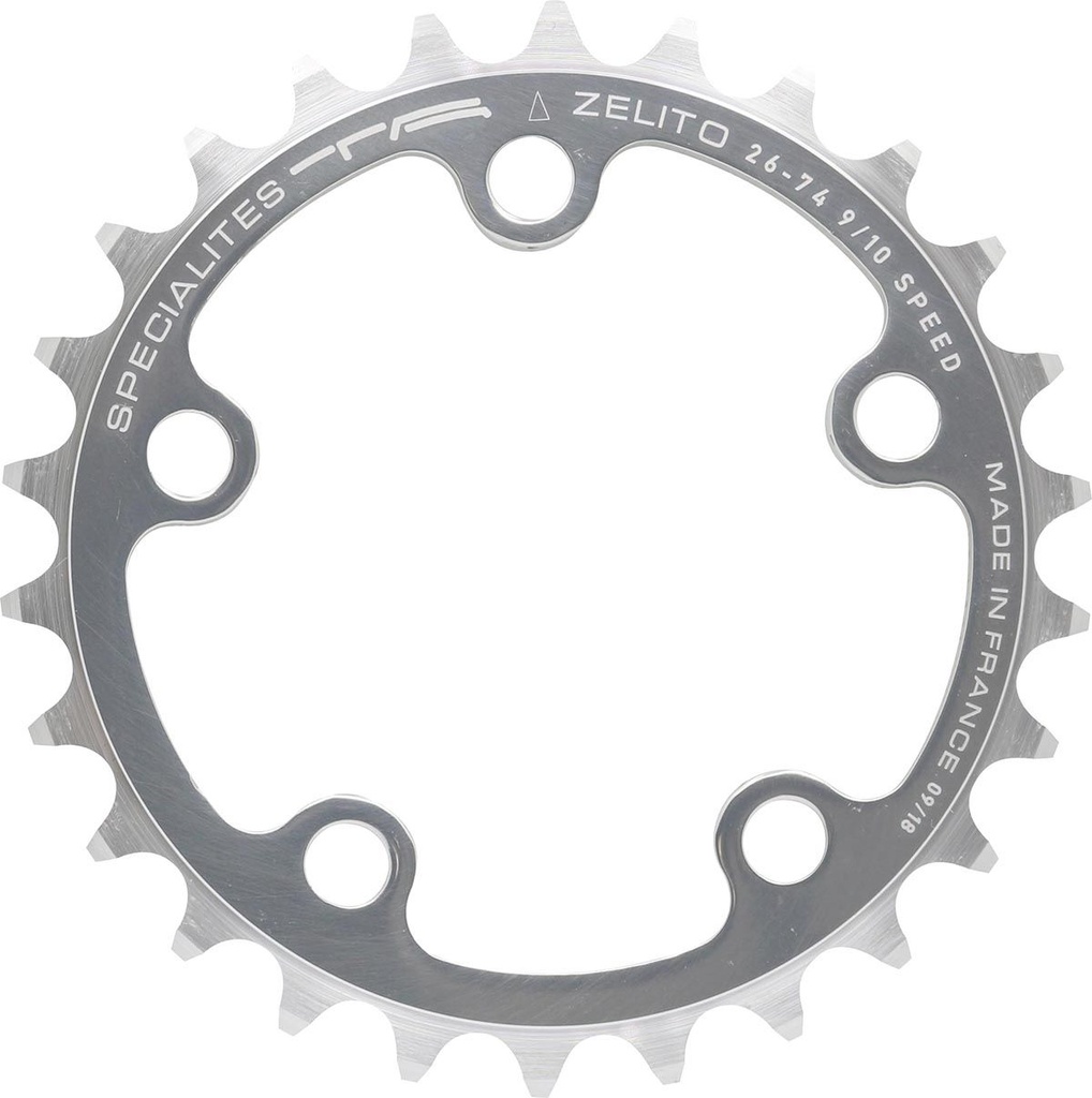 SPECIALITES TA CHAINRING ZELITO (9S/10S) PITCH 74 INNER SILVER (SHIMANO/CAMPA/SRAM INNER. TRIPPEL)