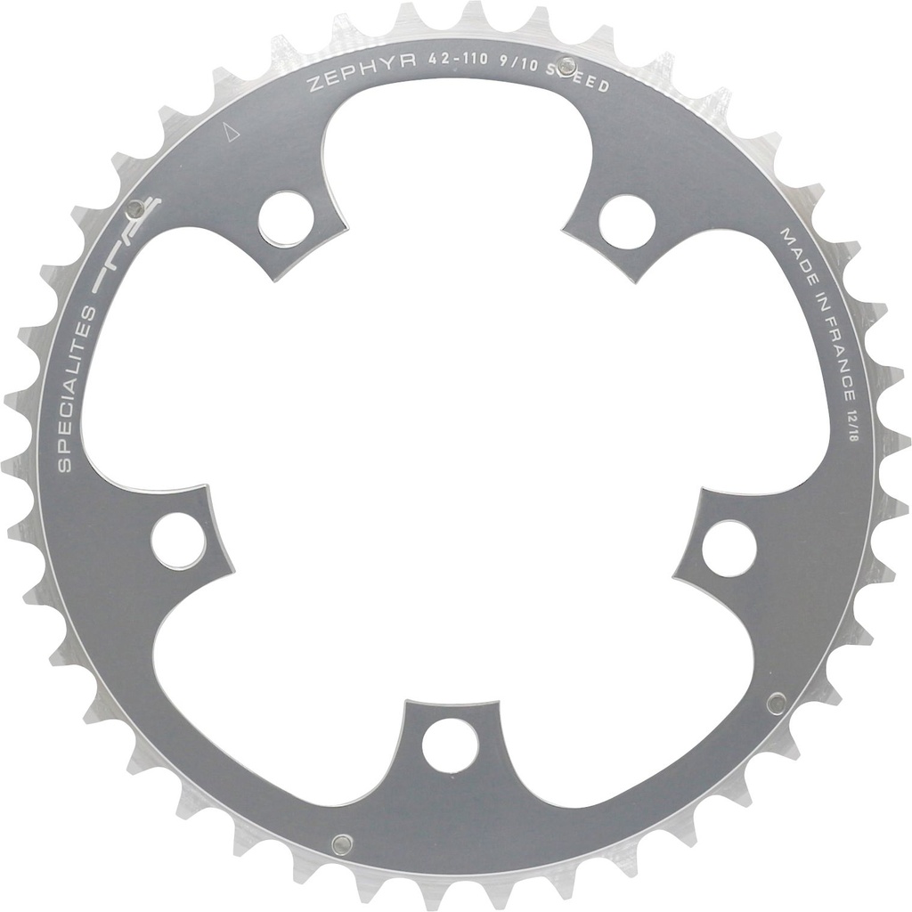 SPECIALITES TA CHAINRING ZEPHYR (9S/10S) PITCH 110 MIDDLE SILVER (SHIMANO/SRAM COMPACT)