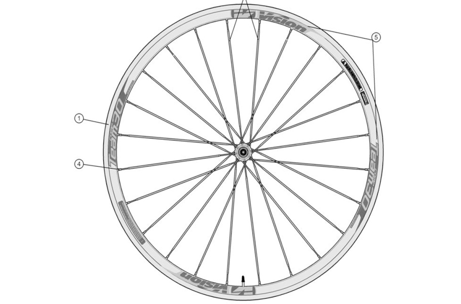 VISION ACC REPAIR REAR RIM TEAM 30 (24G) {RM069B} (CLINCHER) SANDBLAST FULL BLACK