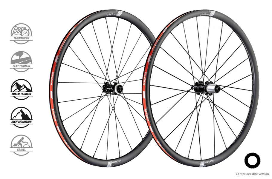 PAIRE DE ROUES VISION CARBON SC 30 DISC CL SHIMANO 11 (PNEU TUBELESS READY)