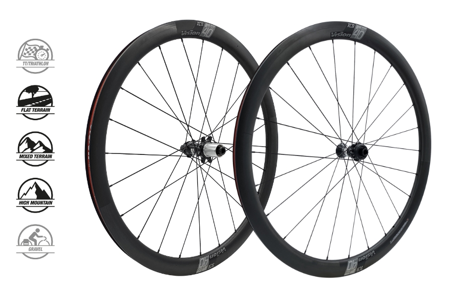 PAIRE DE ROUES VISION CARBON SC 40 DISC CL SHIMANO 11 (TUBELESS READY CLINCHER) B2