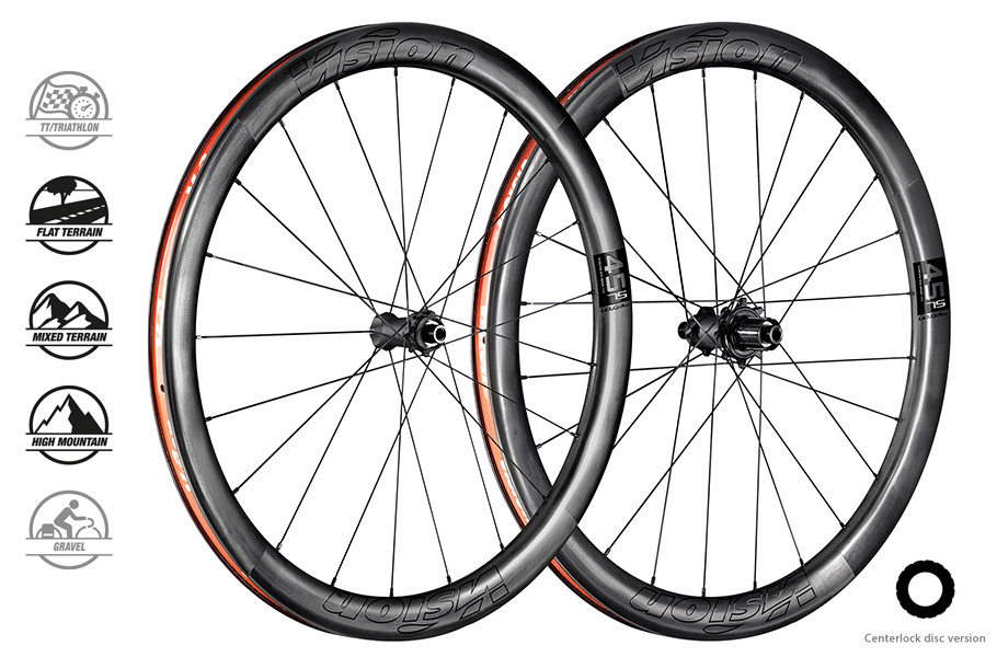 PAIRE DE ROUES VISION METRON 45 SL DISC CL SRAM XDR (TUBELESS READY CLINCHER) B1 CARBONE/GRIS