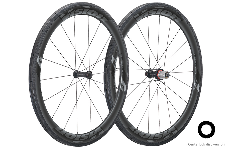 PAIRE DE ROUES VISION METRON 55 SL DISC CL SHIMANO 11 (TUBULAIRE) CARBONE/GRIS