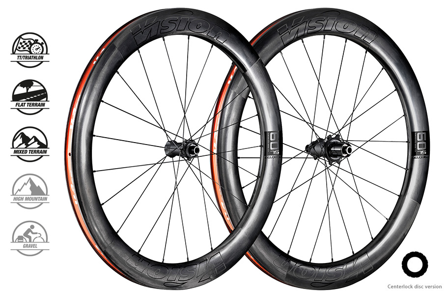 PAIRE DE ROUES VISION METRON 60 SL DISC CL SHIMANO 11 (TUBELESS READY CLINCHER) B1 CARBONE/GRIS