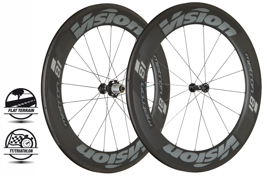 PAIRE DE ROUES VISION METRON 81 SL RB SHIMANO 11 (TUBELESS READY CLINCHER) A9 CARBONE/GRIS