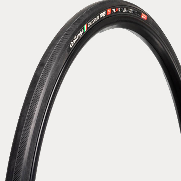 CHALLENGE OUTER TIRE ROAD CRITERIUM RS - HOOKLESS COMPATIBLE {TE} {TLR} (OPEN TUBULAR) BLACK/BLACK