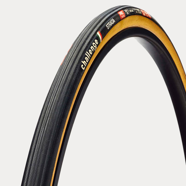 CHALLENGE OUTER TIRE ROAD STRADA {PRO} (OPEN TUBULAR) BLACK/TAN