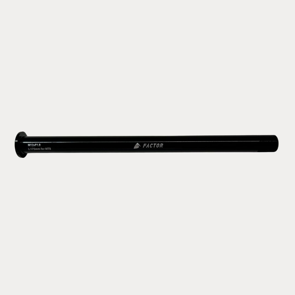 BLACK INC ACCESSOIRES THRU AXLE M12 X P1,0 X 175MM FOR MTB REAR  -  BLACK ANODIZED LASER ETCHING LOGO