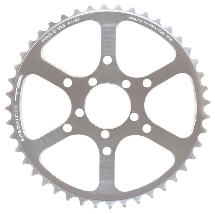 SPECIALITES TA CHAINRING PRO 5 VIS (8S) PITCH 80 OUTSIDE SILVER (SUN XCD)