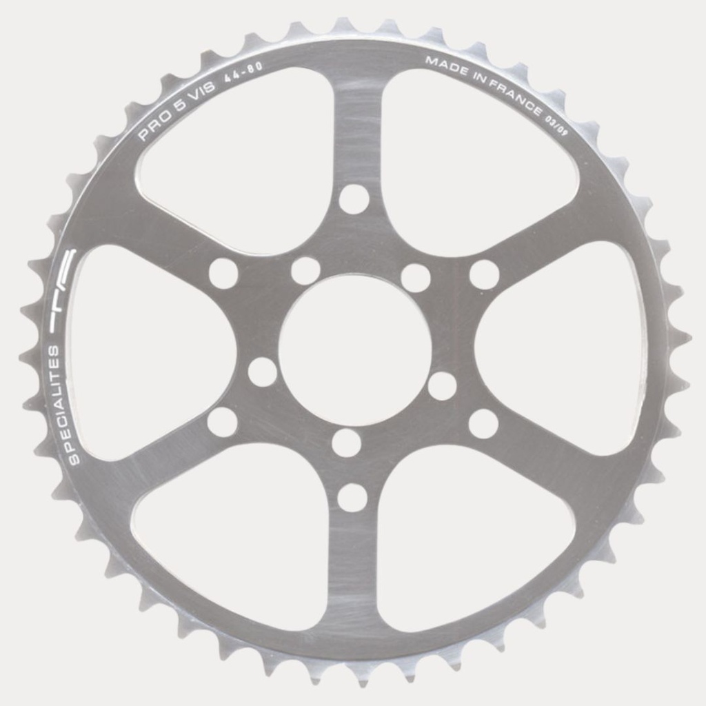 SPECIALITES TA CHAINRING PRO 5 VIS (8S) PITCH 80 OUTSIDE SILVER (SUN XCD)