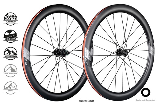 [710-0091116034] PAIRE DE ROUES VISION CARBON SC 55 DISC CL SRAM XDR (TUBELESS READY CLINCHER) B2