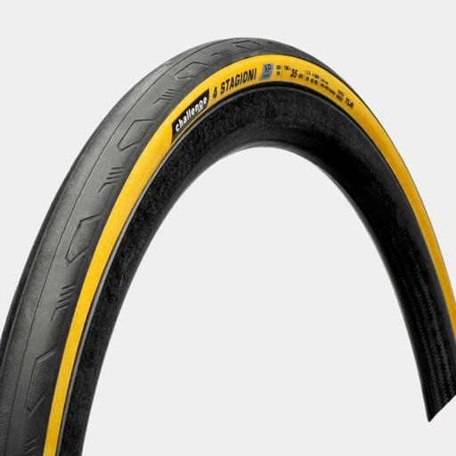 CHALLENGE OUTER TYRE ROAD 4 STAGIONI - HOOKLESS COMP {XP} {TLR} (OPEN TUBULAR) BLACK/TAN