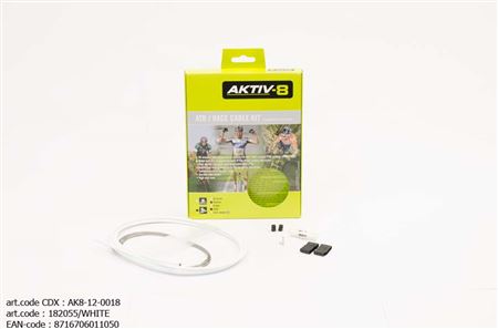 [182055/WHITE] AKTIV-8 SPECIAL-SIZE DERAILLEUR CABLE SET Ø4.1MM STAINLESS STEEL SLICK TOPLINE EVO WHITE