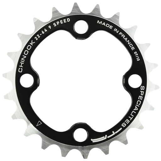 SPECIALITES TA CHAINRING CHINOOK (9S) STITCH 64 BLACK (SHIMANO ATB INNER. TRIPPEL)