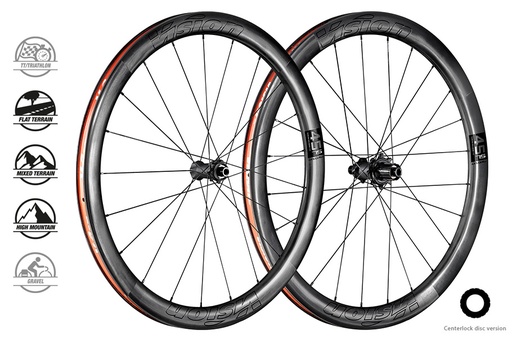 [710-0156231030] VISION WIELSET METRON 45 SL DISC CL SHIMANO 11 (TUBELESS READY CLINCHER) B1 CARBON/GRIJS