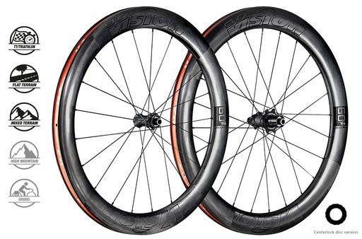 [710-0152231030] PAIRE DE ROUES VISION METRON 60 SL DISC CL SHIMANO 11 (TUBELESS READY CLINCHER) B1 CARBONE/GRIS