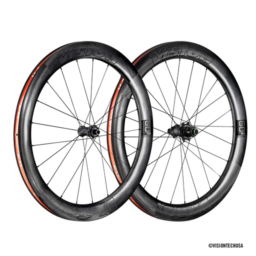 [710-0152236030] PAIRE DE ROUES VISION METRON 60 SL DISC CL SRAM XDR (TUBELESS READY CLINCHER) B1 CARBONE/GRIS