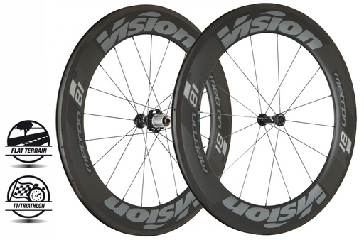 [710-0020191032] PAIRE DE ROUES VISION METRON 81 SL RB SHIMANO 11 (TUBELESS READY CLINCHER) A9 CARBONE/GRIS